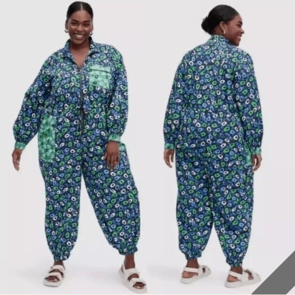 2X DVF X TARGET Women's Nylon Jazz Dot Green Sports Jumpsuit - DVF for Target